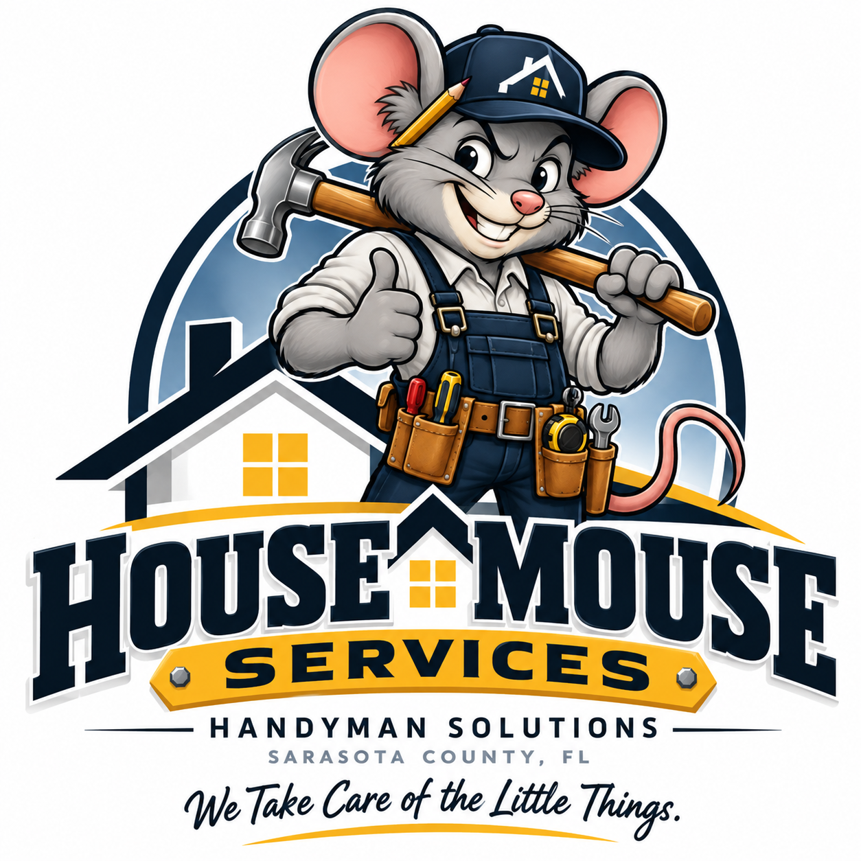 House Mouse Services handyman mouse logo
